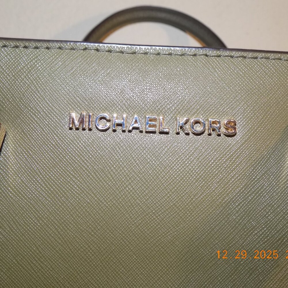 Michael Kors Olive Green Leather Satchei